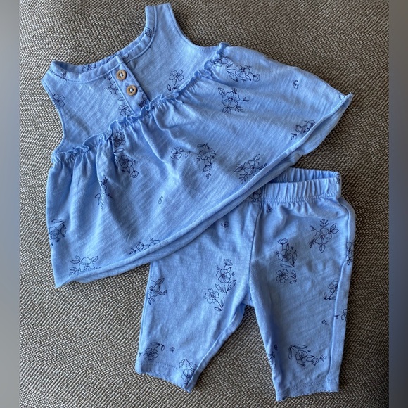 Carter’s Newborn Set. Blue Floral Jersey Material. Soft Cotton. Sz. Newborn. EUC - Picture 1 of 7